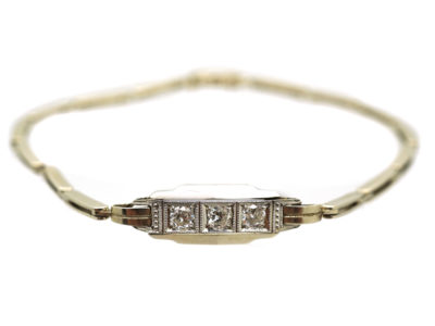 Art Deco 14ct White Gold & Diamond Bracelet