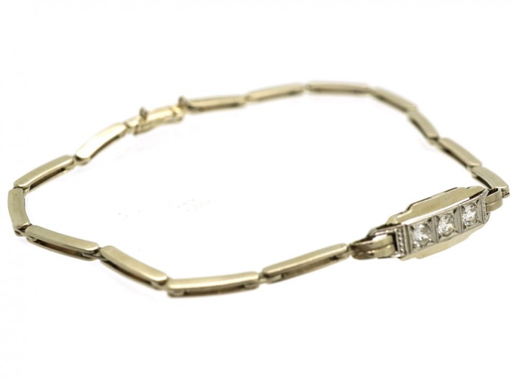 Art Deco 14ct White Gold & Diamond Bracelet