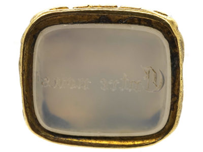 Georgian 18ct Gold Cased Seal With Grey Chalcedony Base With ‘Entre Nous’ Engraved