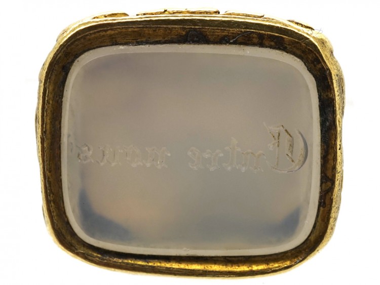 Georgian 18ct Gold Cased Seal With Grey Chalcedony Base With 'Entre Nous' Engraved