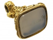 Georgian 18ct Gold Cased Seal With Grey Chalcedony Base With 'Entre Nous' Engraved