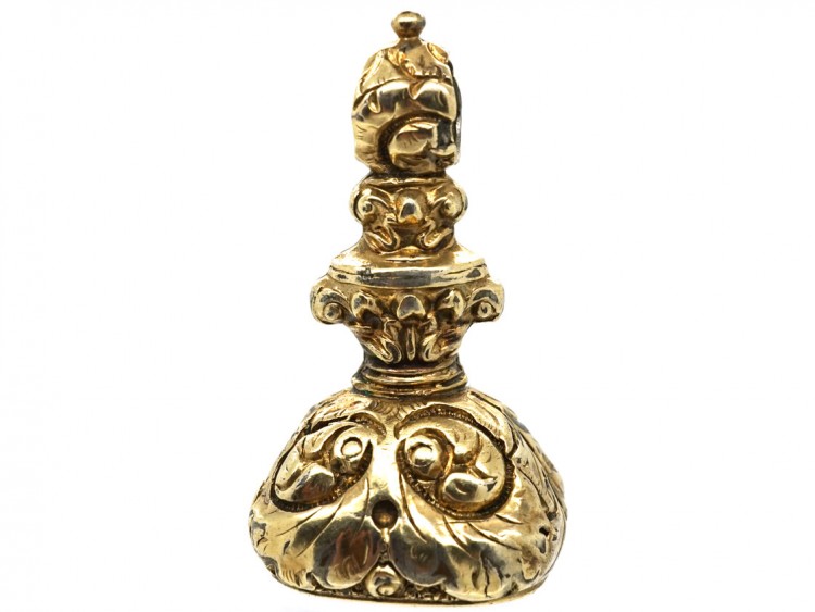 Georgian Gold Cased Seal With a Carnelian Base With Monogram A E