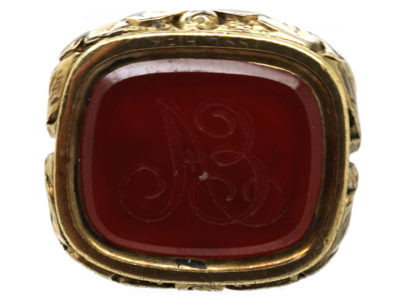 Georgian Gold Cased Seal With a Carnelian Base With Monogram A E
