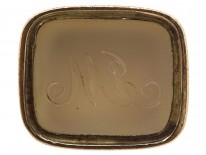 Georgian Gold Cased Seal With Grey Chalcedony Base with M L Monogram