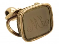 Georgian Gold Cased Seal With Grey Chalcedony Base with M L Monogram