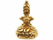 Georgian 18ct Gold Cased Seal With Rock Crystal Base With Dog & Pheasant Intaglio