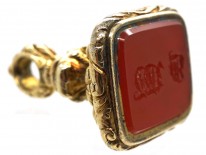 Georgian 18ct Gold Cased Seal With Carnelian Base With Monogram J W W