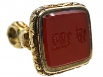 Georgian 18ct Gold Cased Seal With Carnelian Base With Monogram J W W