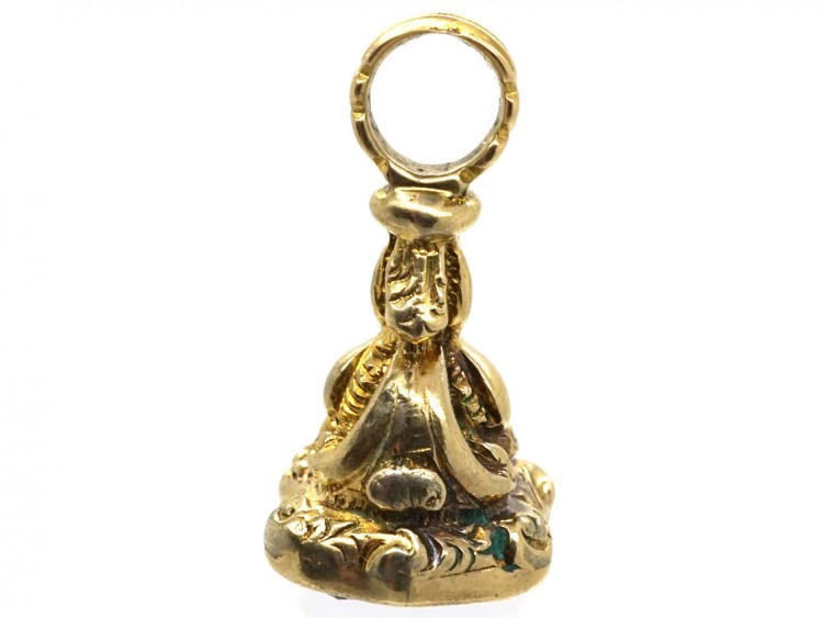 Victorian Gold Cased Small Seal With Bloodstone Base With Griffin & Crown Intaglio
