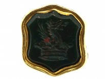 Victorian Gold Cased Small Seal With Bloodstone Base With Griffin & Crown Intaglio