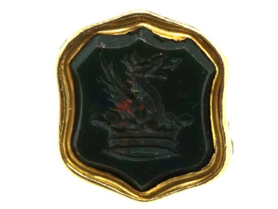 Victorian Gold Cased Small Seal With Bloodstone Base With Griffin & Crown Intaglio
