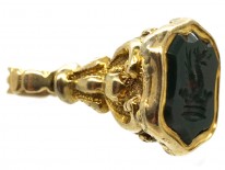 Victorian Gold Cased Small Seal With Bloodstone Base With Griffin & Crown Intaglio