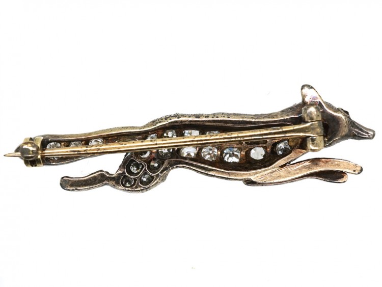 Edwardian Diamond Set Running Fox Brooch