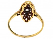 Art Deco 18ct Gold, Platinum & Diamond Marquise Shaped Ring