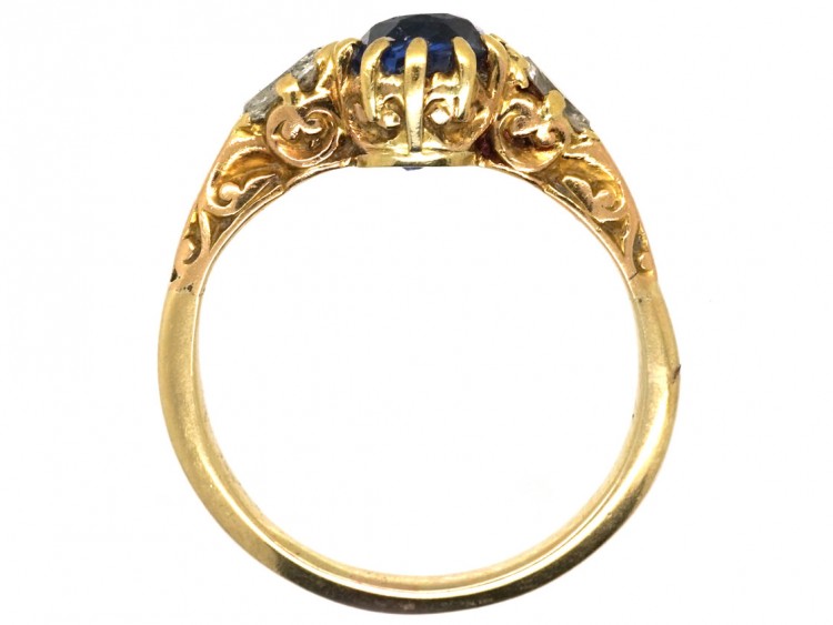 Edwardian 18ct Gold, Burma Sapphire & Diamond Ring