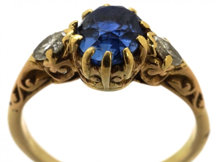 Edwardian 18ct Gold, Burma Sapphire & Diamond Ring