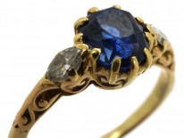 Edwardian 18ct Gold, Burma Sapphire & Diamond Ring