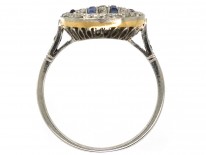 Art Deco 18ct Gold & Platinum, Sapphire & Rose Diamond Ring