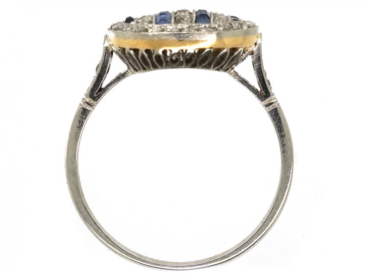 Art Deco 18ct Gold & Platinum, Sapphire & Rose Diamond Ring