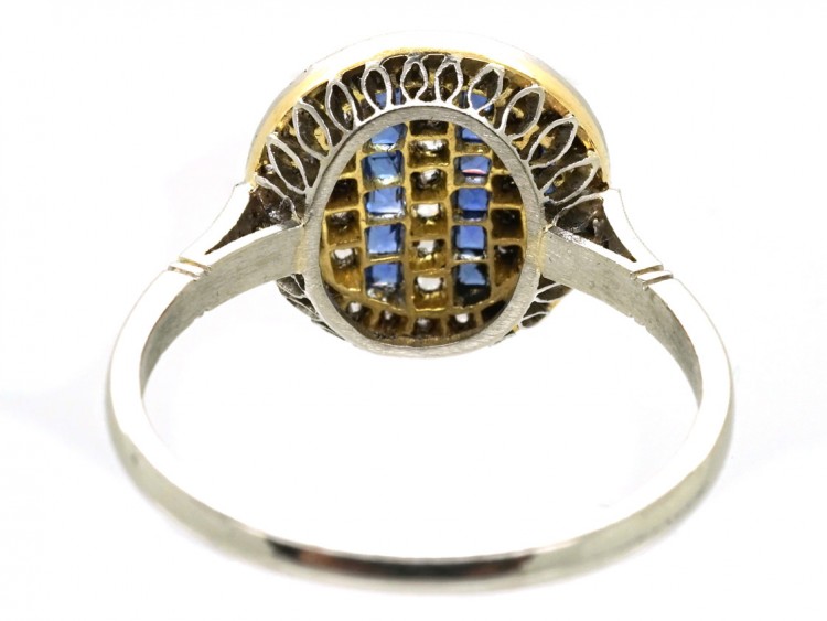 Art Deco 18ct Gold & Platinum, Sapphire & Rose Diamond Ring