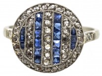 Art Deco 18ct Gold & Platinum, Sapphire & Rose Diamond Ring