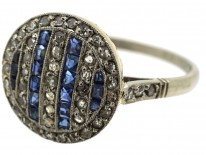 Art Deco 18ct Gold & Platinum, Sapphire & Rose Diamond Ring