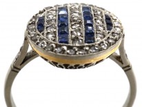 Art Deco 18ct Gold & Platinum, Sapphire & Rose Diamond Ring