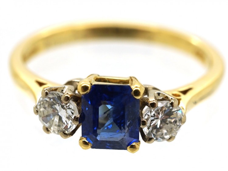 18ct Gold, Sapphire & Diamond Three Stone Ring