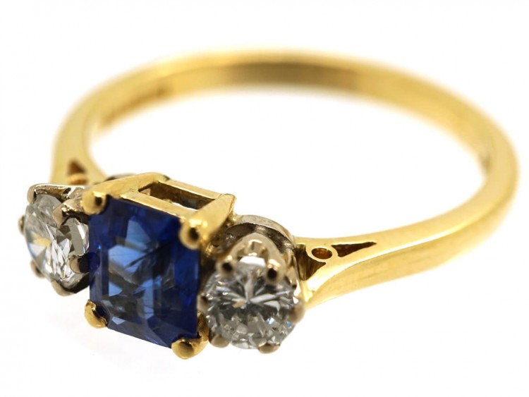 18ct Gold, Sapphire & Diamond Three Stone Ring