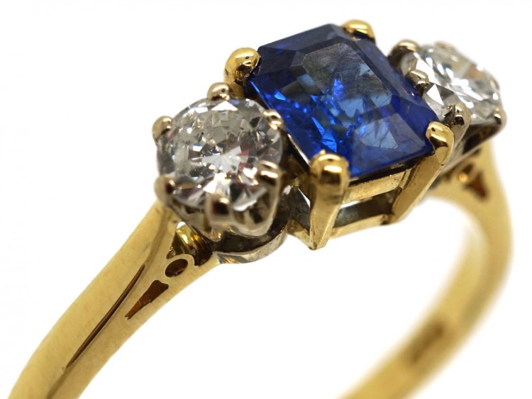 18ct Gold, Sapphire & Diamond Three Stone Ring
