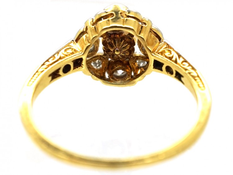 Edwardian 18ct Gold, Platinum, Pearl & Diamond Cluster Ring