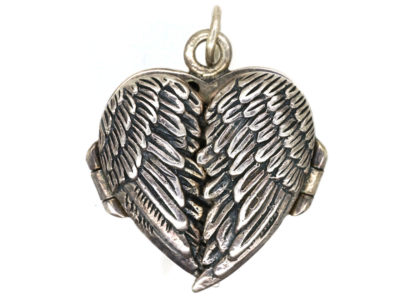 Silver Angel Wings Heart Locket