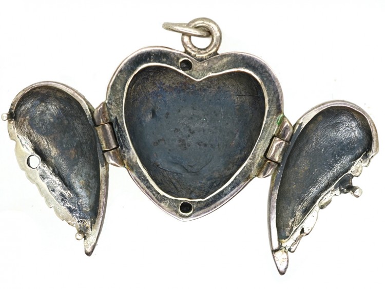 Silver Angel Wings Heart Locket