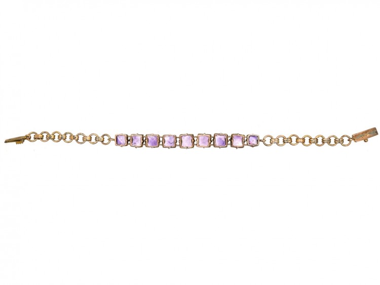 9ct Gold & Amethyst Nine Stone Bracelet