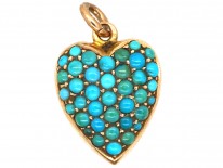 Edwardian 15ct gold & Turquoise Heart Pendant