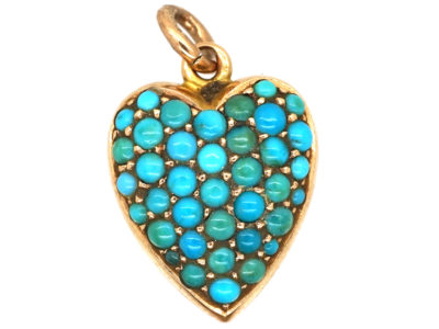 Edwardian 15ct gold & Turquoise Heart Pendant