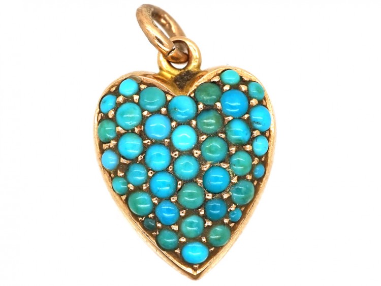 Edwardian 15ct gold & Turquoise Heart Pendant