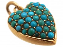 Edwardian 15ct gold & Turquoise Heart Pendant
