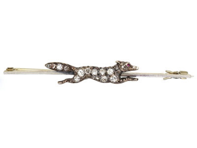 Edwardian Diamond Set Running Fox Brooch