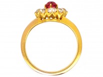 Victorian 18ct Gold, Diamond and Pink Spinel Cluster Ring