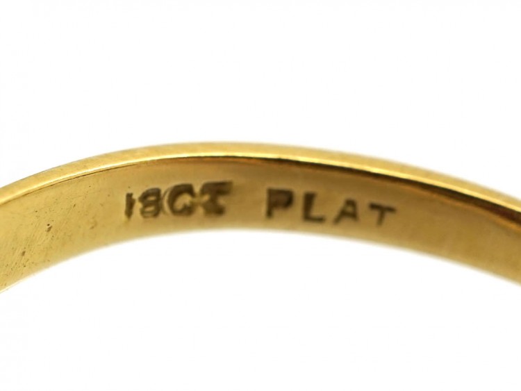 Edwardian 18ct Gold, Ruby & Diamond Triple Cluster Ring