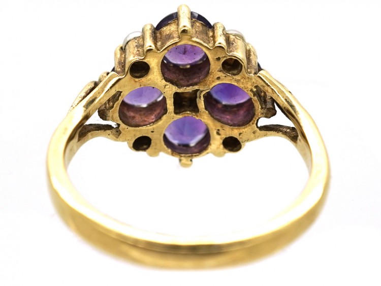 9ct Gold, Amethyst & Natural Split Pearl Ring