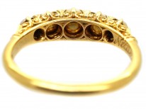 Edwardian 18ct Gold, Rose Diamond & Natural Split Pearl Carved Half Hoop Ring