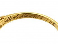 Edwardian 18ct Gold, Rose Diamond & Natural Split Pearl Carved Half Hoop Ring