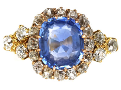 Edwardian 18ct Gold, Diamond & Ceylon Sapphire Ring