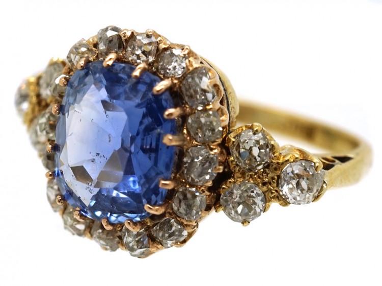Edwardian 18ct Gold, Diamond & Ceylon Sapphire Ring