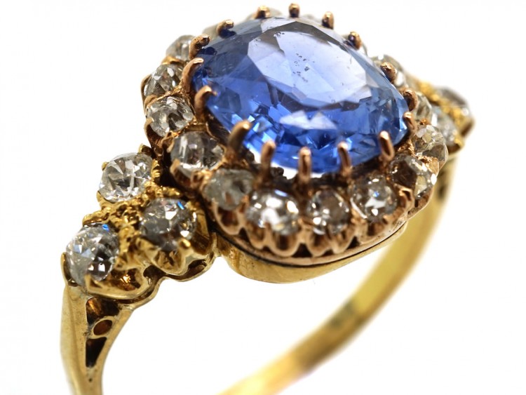Edwardian 18ct Gold, Diamond & Ceylon Sapphire Ring