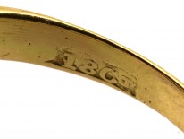 Victorian 18ct Gold, Sapphire & Diamond Carved Half Hoop Five Stone Ring