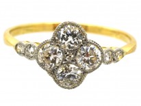Edwardian 18ct Gold & Platinum, Diamond Four Stone Cluster Ring