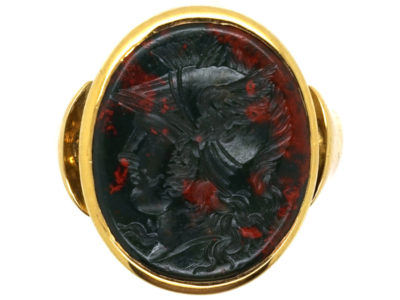 Victorian 9ct Gold Signet Ring With a Bloodstone Intaglio of Hermes